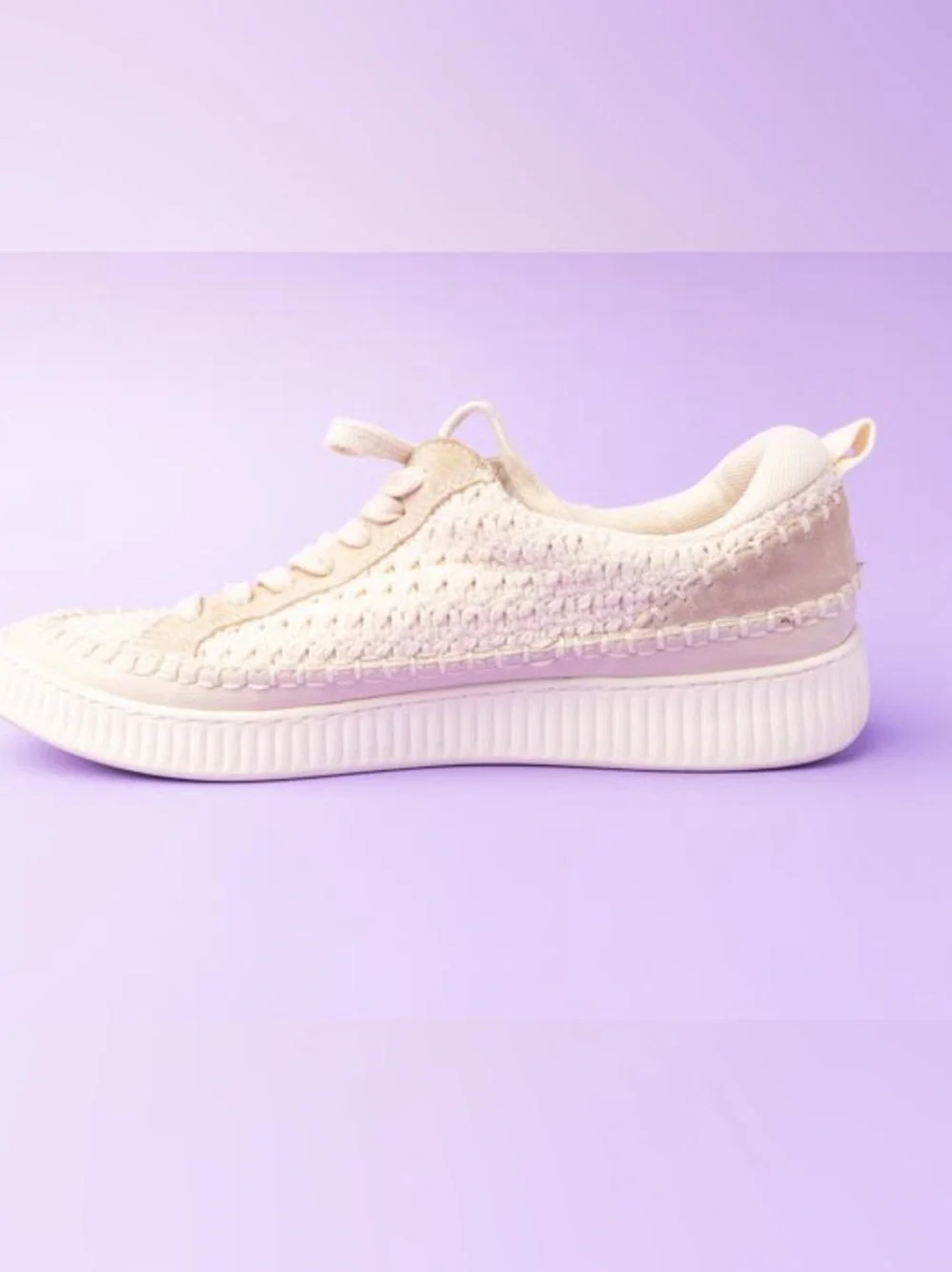 Dolce Vita Cream Woven Platform Sneakers - Picture 3 of 11